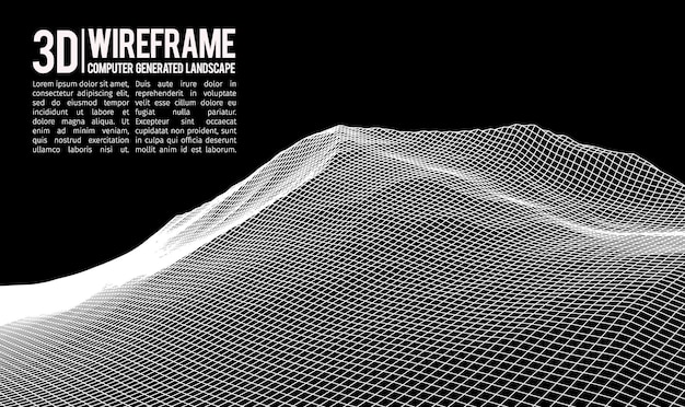 Resumen vector paisaje fondo ciberespacio paisaje grid d tecnología vector ilustración