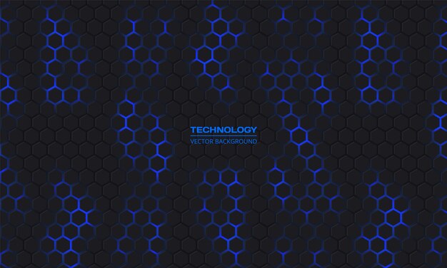 Resumen de vector de tecnología hexagonal oscura