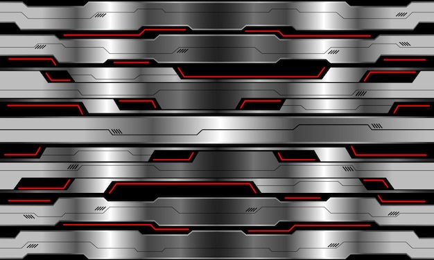 Vector resumen vector tecnología plata cibernético línea roja potencia negro geométrico sin fisuras de fondo