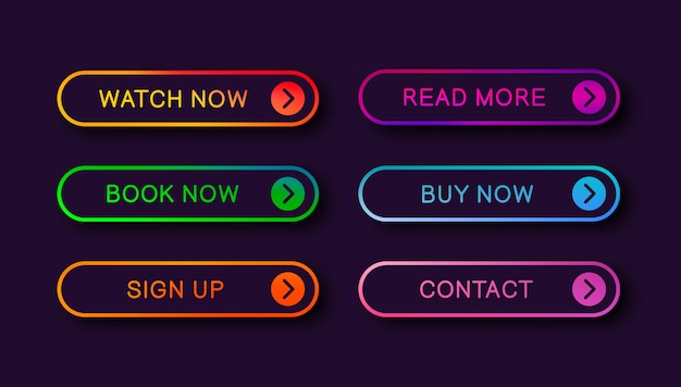 Resumen web botones con sombra descendente. Conjunto de botones web para diseño web aislado