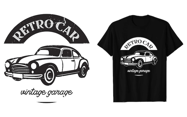 Retor Car Vector Tshirt Diseño de camisetas de automóviles antiguos clásicos cartel gráfico con plantilla grungy