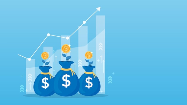 Retorno de la inversión con monedas de plantas de dólar. Conceptos de negocios financieros y gráficos de crecimiento.