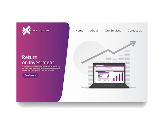 Retorno sobre la inversión ROI y la página de inicio analítica de datos SEO