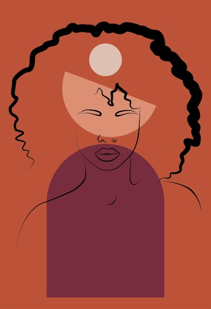 Retrato abstracto de una mujer africana en un estilo minimalista.