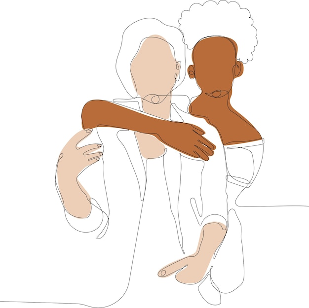 retrato de amistad de dos chicas abrazadas