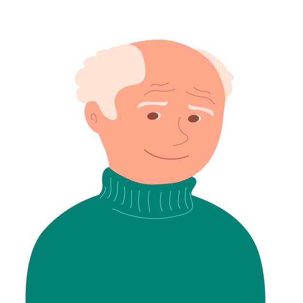 Vector retrato de un anciano con una sonrisa feliz