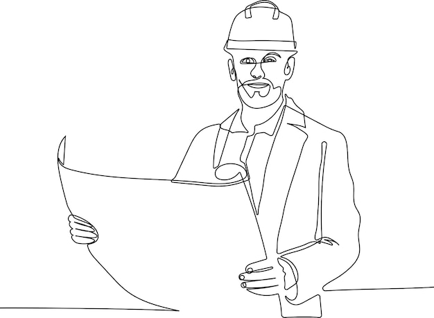 retrato de un arquitecto estudiando el plan de diseño