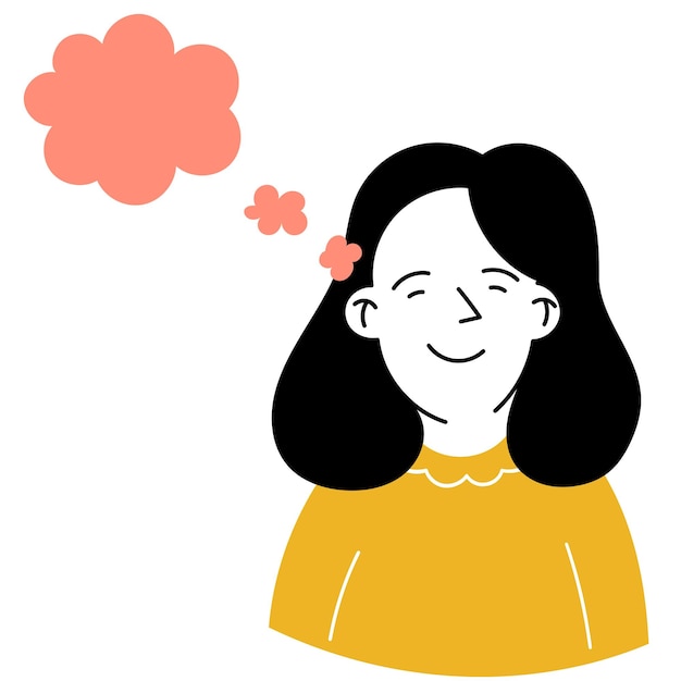 Retrato de avatar de una chica en un estilo de garabato plano estilo de dibujos animados