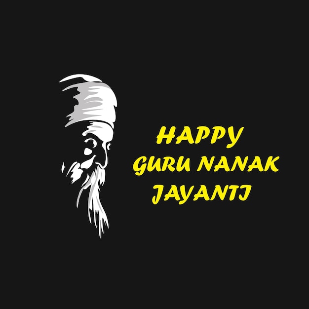 retrato de baba nanak sobre fondo negro