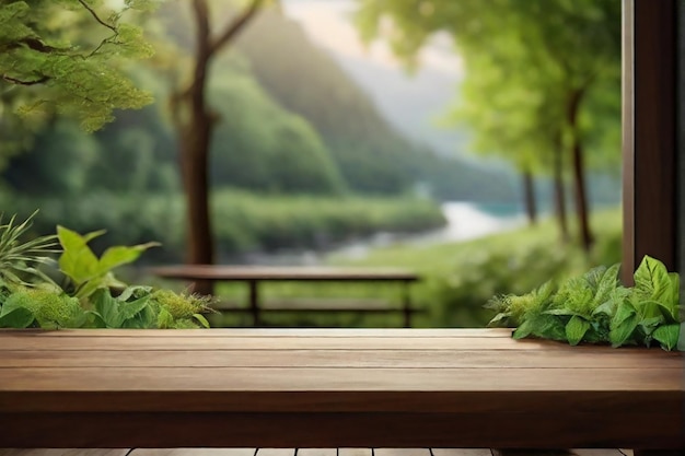 Vector retrato de un banco de madera en un parque en un día soleado al aire libre
