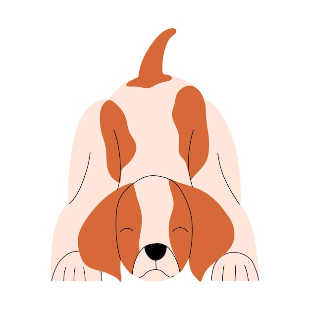 Vector retrato de un beagle positivo jugando ilustración vectorial en estilo plano