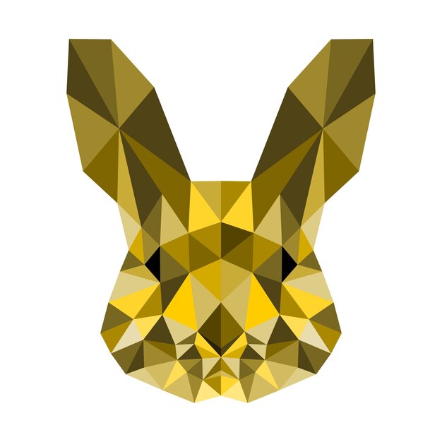 Retrato de cabeza de conejo con diseño de arte polivinílico bajo sobre fondo blanco