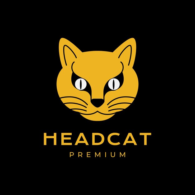 retrato de cabeza de gato mascota limpia personaje moderno gordo lindo diseño de logotipo mínimo ilustración de icono vectorial