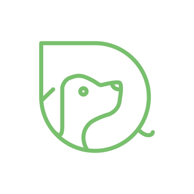 retrato de cabeza de mascota plana y limpia personaje de mascota con hoja estilo de línea natural diseño de logotipo ilustración de icono vectorial