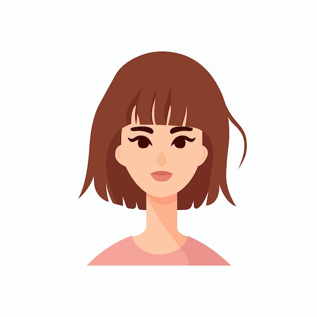 Vector retrato de cabeza de mujer joven hermosa cara de niña avatar hermoso personaje femenino atractivo