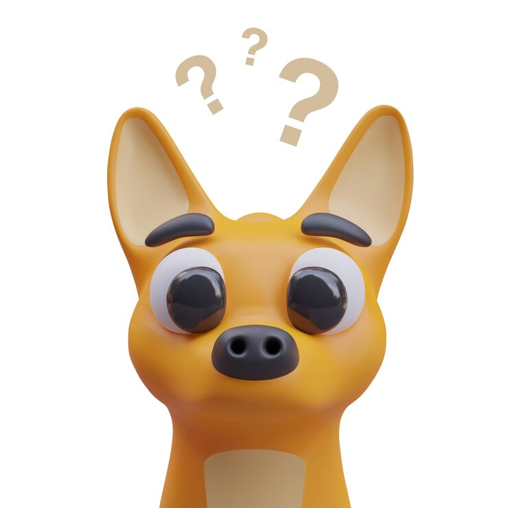 Vector retrato de un cachorro con preguntas que canta por encima del hocico concepto de juguete para niños