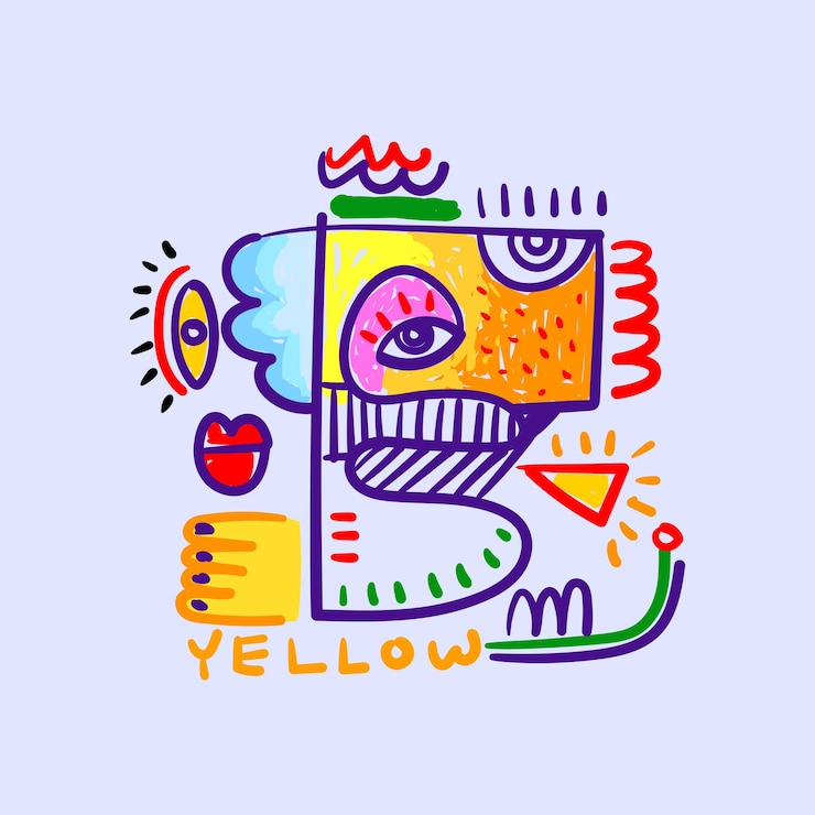 Vector retrato de cara abstracto arte de línea contorno simple garabateo ilustración dibujada a mano arte creativo moderno