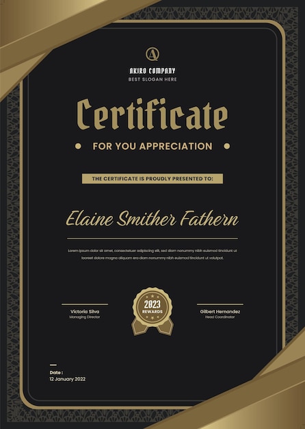 Retrato de certificado clásico oscuro