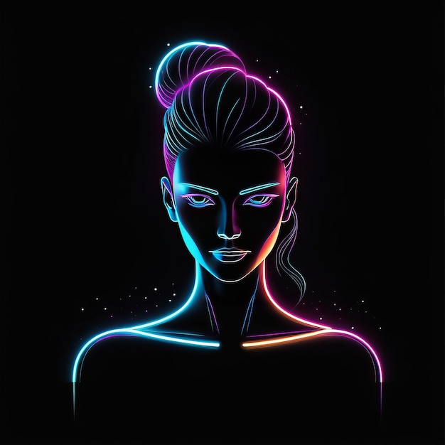 Vector retrato de una chica hermosa con luces brillantes retrato de un chico hermoso con luces brillante