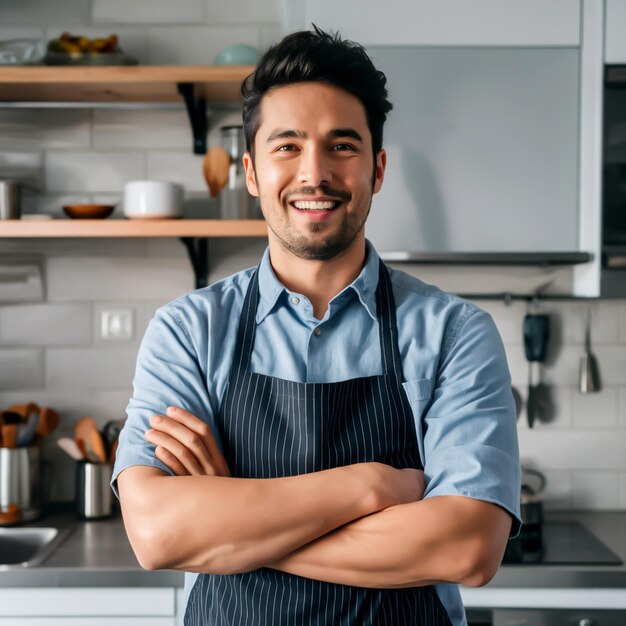 Vector retrato de un cocinero feliz vestido con uniforme