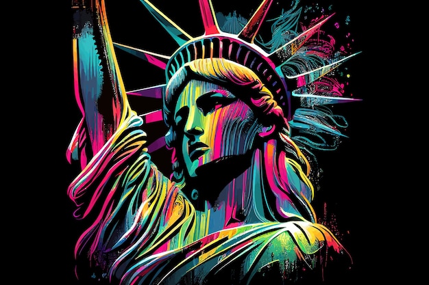 Un retrato colorido de la estatua de la libertad Diseño de ilustración vectorial