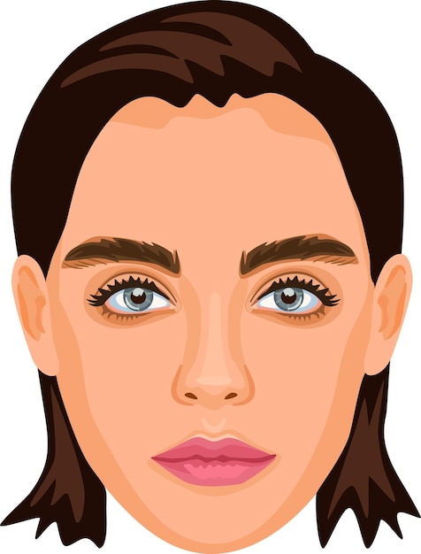 Vector retrato detallado de una joven morena avatar realista de una mujer hermosa cara vectorial