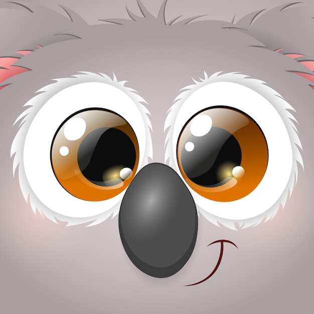 Vector retrato divertido de la cara cuadrada de koala