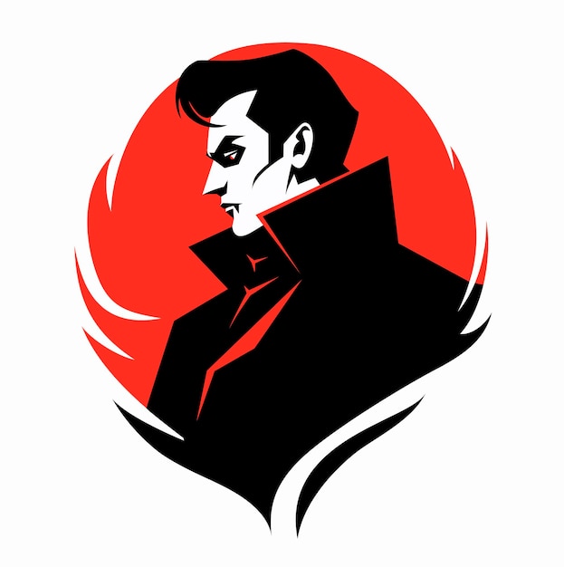 Vector retrato de drácula vampiro en perfil vector ilustración plana de halloween estilo minimalista