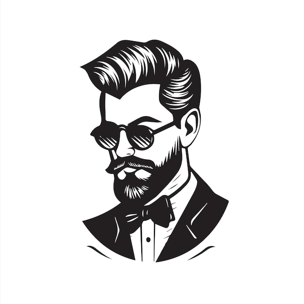 Un retrato elegante de un hombre elegante con un corte de pelo suave Barba bien arreglada y bigote afilado