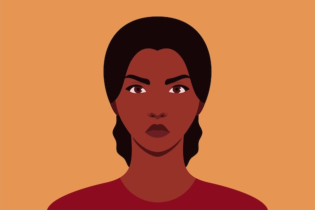 Retrato, de, un, enojado, mujer americana africana