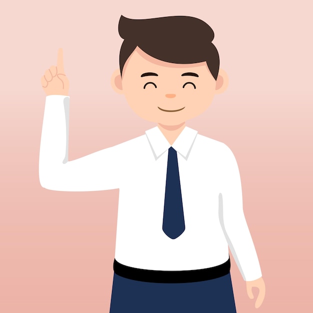 Retrato de estudiante de secundaria con uniforme con ilustración de vector de gesto de mano