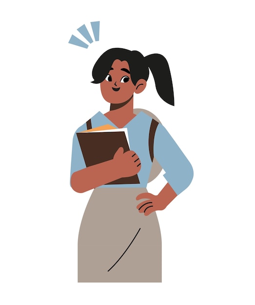 Retrato de estudiante universitario moderno de piel negra. Feliz joven mujer africana vistiendo casual de moda