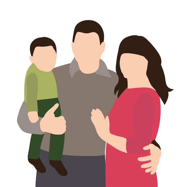 Retrato de familia de estilo plano aislado vectorial