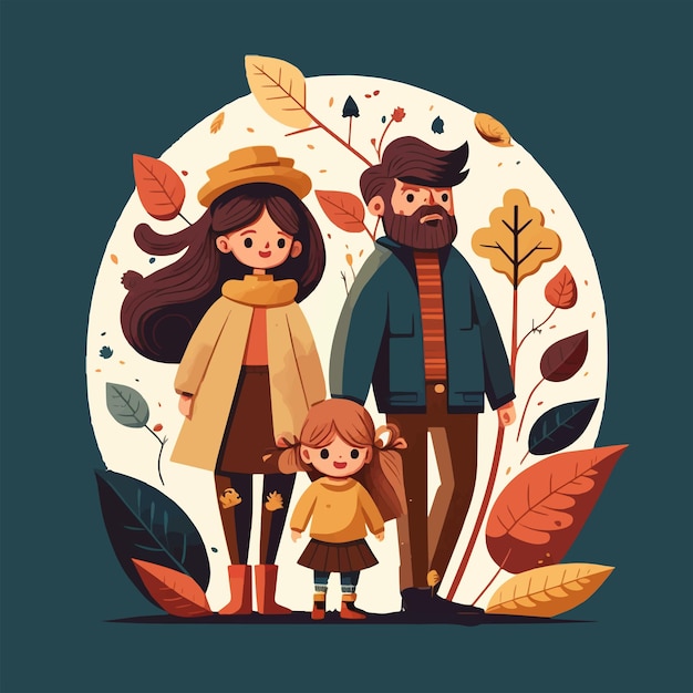 Retrato de familia feliz con niños Parent Love ilustración de vector plano moderno
