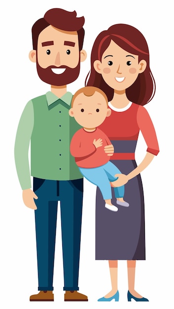 un retrato familiar de una familia con un bebé y un bebé