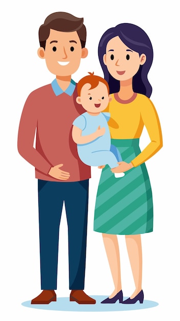 un retrato familiar de una familia con un bebé