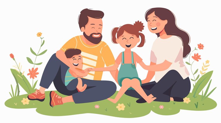 Vector un retrato familiar con un niño y una mujer tomados de la mano
