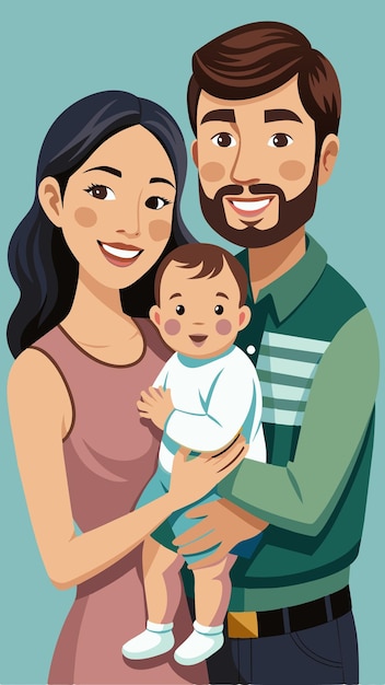 un retrato familiar de una pareja con un bebé