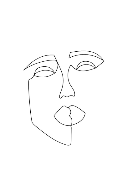 Retrato femenino moderno de una línea de arte. Dibujo de una línea de cara de mujer abstracta. Retrato femenino contemporáneo, con forma abstracta. Ilustración vectorial.