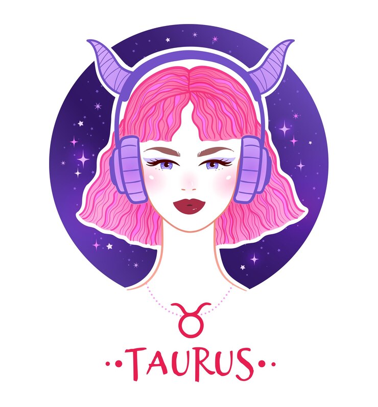 Vector retrato femenino del signo del zodiaco de tauro