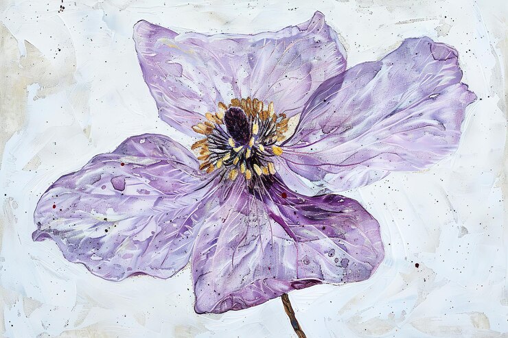 Un retrato de la flor púrpura pintada con pintura acrílica en el estilo de qian xuan preciso y lif