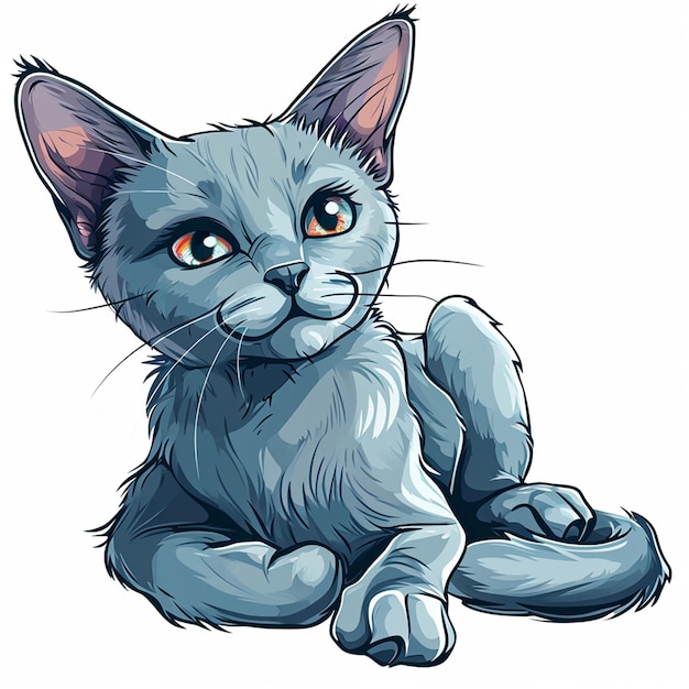 Retrato de un gato azul sobre un fondo blanco ilustración vectorial