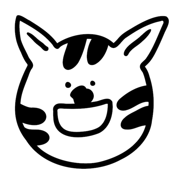 retrato de gato blanco y negro lineal en objeto de estilo de dibujo vectorial para avatar de diseño