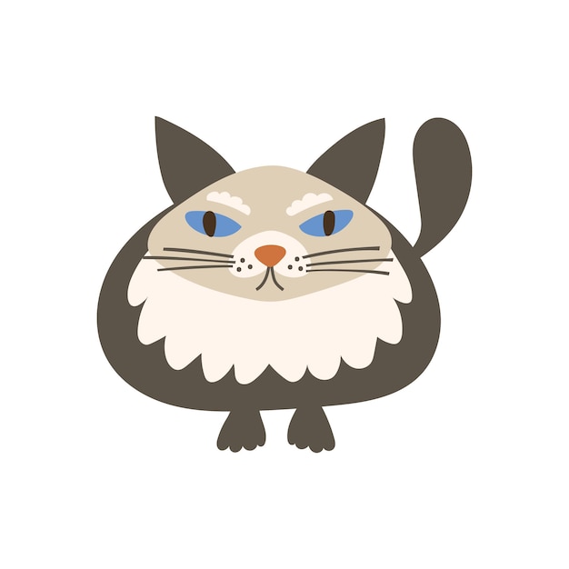 Retrato de gato Ragdoll sobre fondo aislado Ilustración vectorial