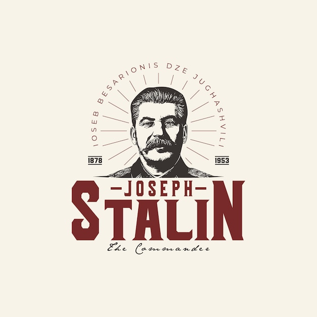 Retrato grabado vintage de un líder militar histórico logotipo de fondo radiante diseño vectorial de estilo propagandístico retro