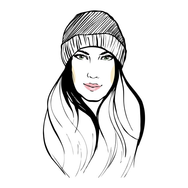 Retrato de una hermosa chica para ilustraciones de una revista de moda