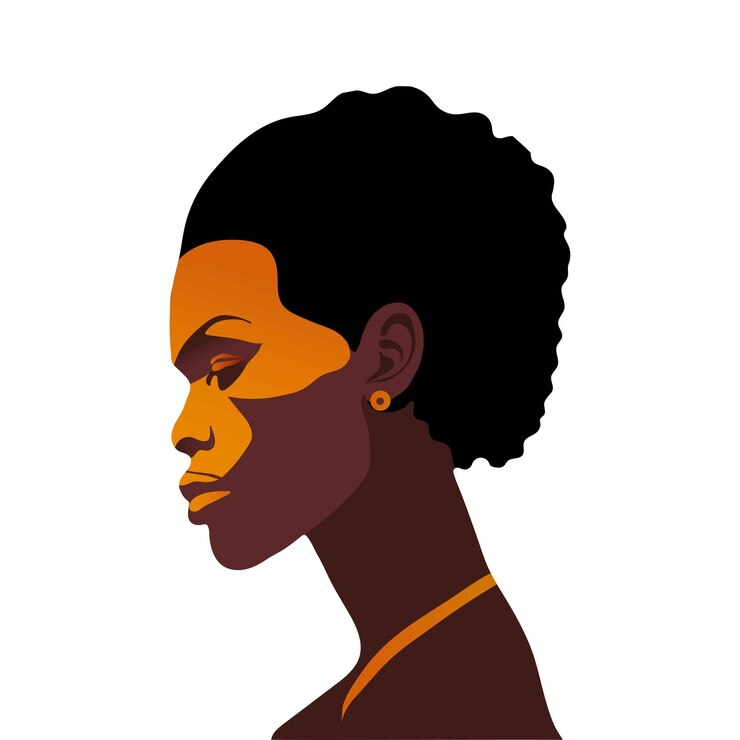 Retrato de hermosa mujer africana Mujer cara silueta Mes de la historia de la mujer Día de la mujer