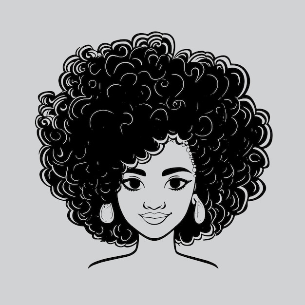 Retrato de hermosa mujer afroamericana con cabello rizado ilustración vectorial