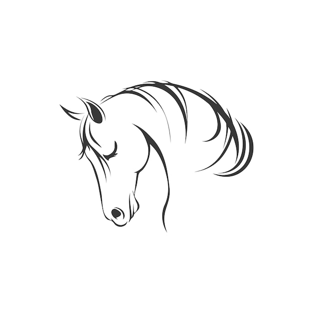 Retrato de un hermoso caballo hecho con ilustración vectorial de líneas