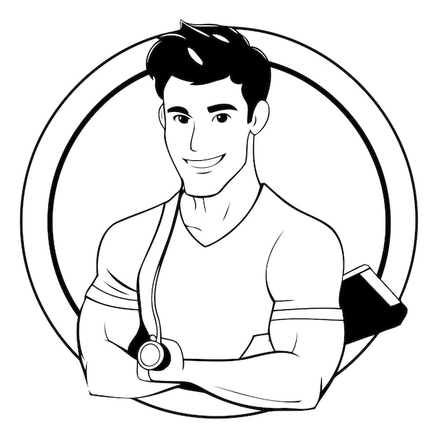 Vector retrato de un hombre de fitness sonriente con ropa deportiva ilustración vectorial